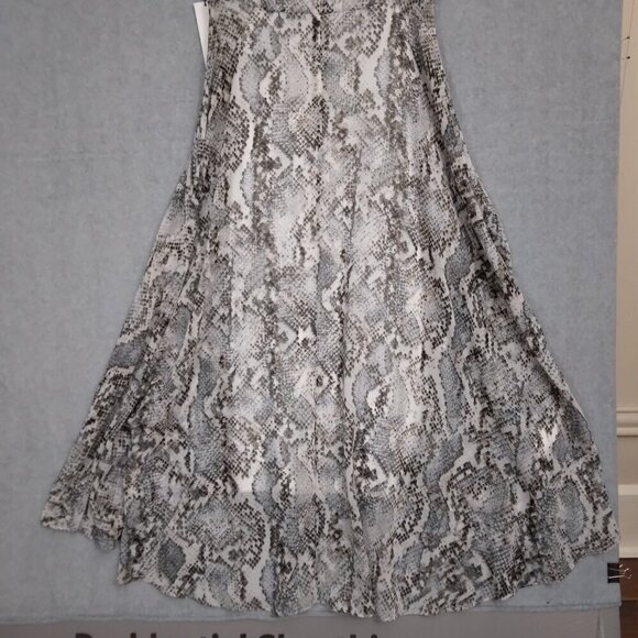 NWT Calvin Klein | Chiffon Faux Wrap Snake Print Hi-Lo Maxi Dress | Size 10 - Picture 6 of 11